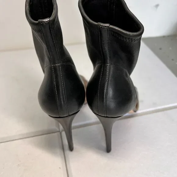 Gianvito Rossi Leather & Iridescent Heel Sandals Sz 8 Black Luxe Stiletto - Picture 12 of 16